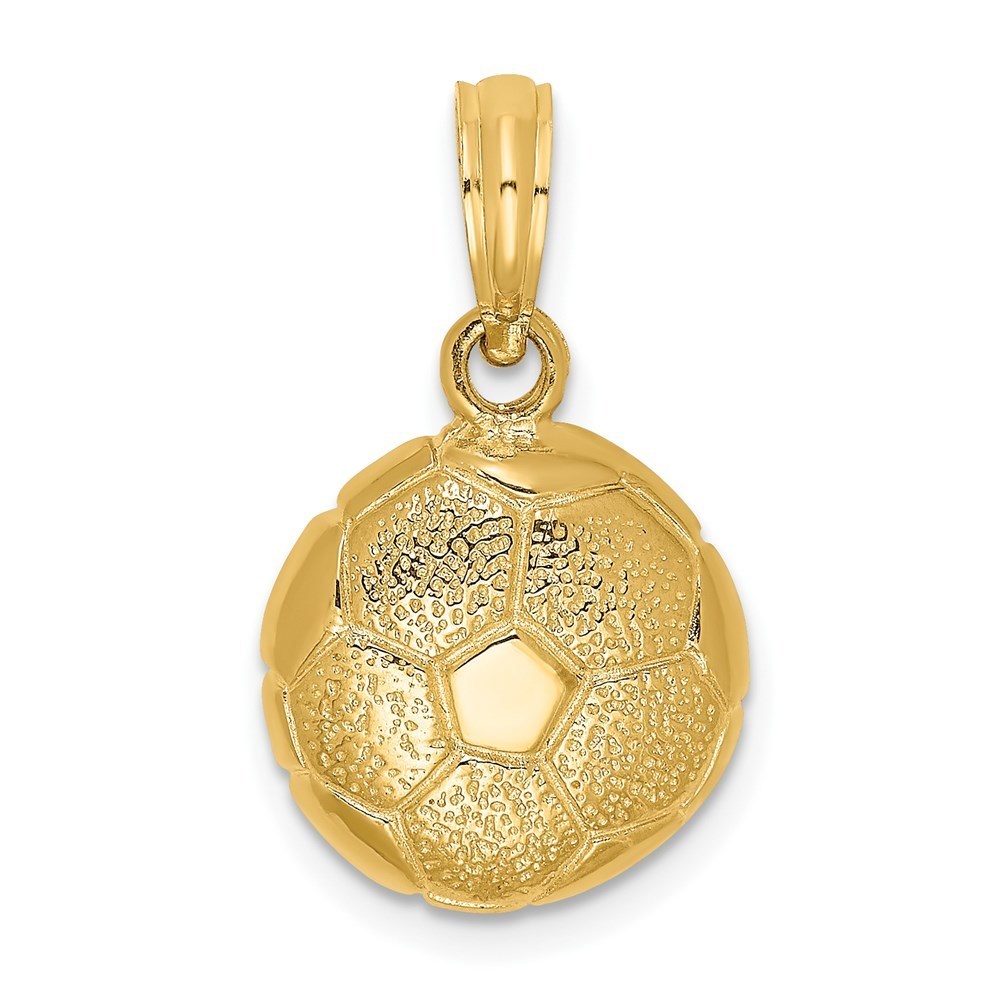 14k Yellow Gold Sports Theme Unisex Open-Backed Soccer Ball Charm Pendant